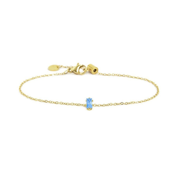 2br0100g-am Bracciale con cristallo baguette colore acquamarina