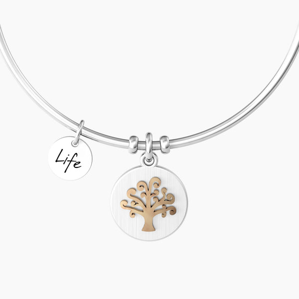 Bracciale rigido con ciondolo "ALBERO DELLA VITA | BEAUTIFUL LIFE" - Gioielleria Fondente