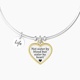 Bracciale rigido sorella con ciondolo e frase "CUORE | COME SORELLE" - Gioielleria Fondente