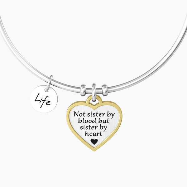 Bracciale rigido sorella con ciondolo e frase "CUORE | COME SORELLE" - Gioielleria Fondente