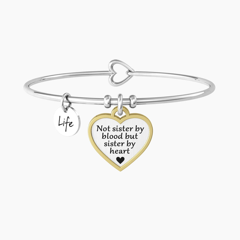 Bracciale rigido sorella con ciondolo e frase "CUORE | COME SORELLE" - Gioielleria Fondente