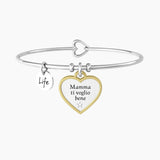 Bracciale rigido mamma con ciondolo "CUORE | MAMMA TI VOGLIO BENE" - Gioielleria Fondente