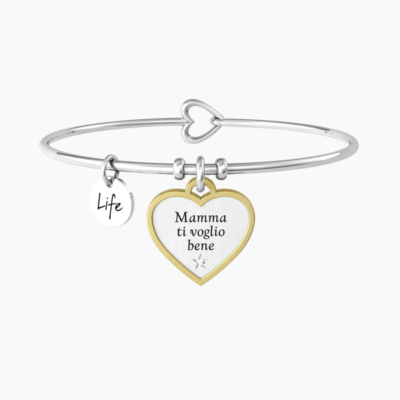 Bracciale rigido mamma con ciondolo "CUORE | MAMMA TI VOGLIO BENE" - Gioielleria Fondente