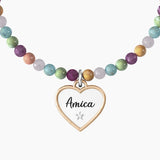Bracciale elastico amica con pietre multicolor "CUORE | AMICA" - Gioielleria Fondente