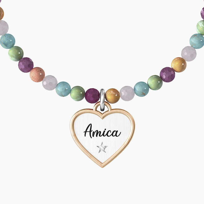 Bracciale elastico amica con pietre multicolor "CUORE | AMICA" - Gioielleria Fondente