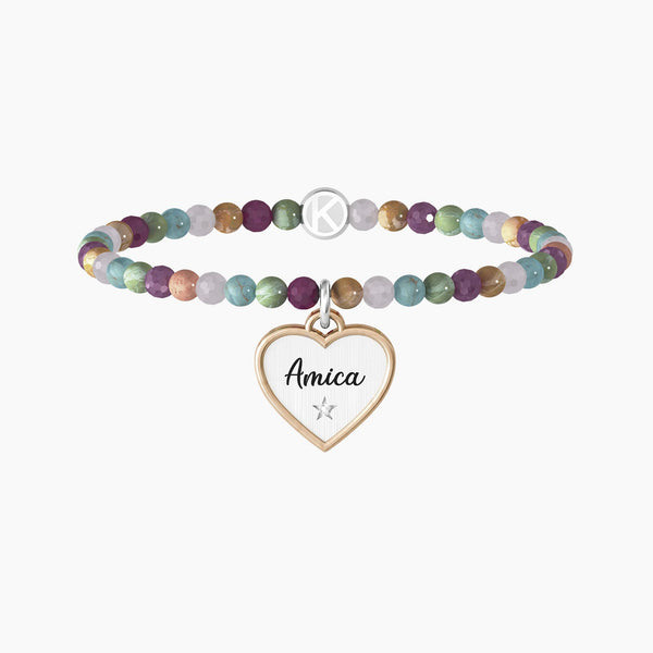 Bracciale elastico amica con pietre multicolor "CUORE | AMICA" - Gioielleria Fondente