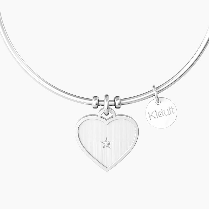 Bracciale rigido con cuore inciso "CUORE | L’AMORE INSEGNA" - Gioielleria Fondente