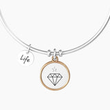 Bracciale rigido amica con ciondolo tondo "WHO FINDS A FRIEND FINDS A TREASURE" - Gioielleria Fondente