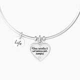 Bracciale rigido sorella con ciondolo a cuore "CUORE | SORELLA" - Gioielleria Fondente