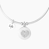 Bracciale rigido con cuore e cristalli "CUORE | LA NOSTRA AMICIZIA" - Gioielleria Fondente