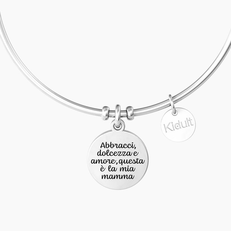 Bracciale rigido mamma con ciondolo e frase "CUORE | LA MIA MAMMA" - Gioielleria Fondente