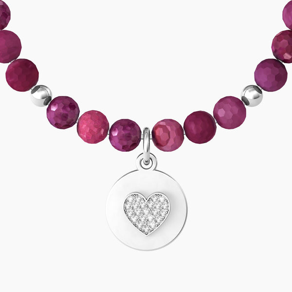 Bracciale maestra con agata fucsia e cuore "CUORE | VIVA LA MAESTRA!" - Gioielleria Fondente