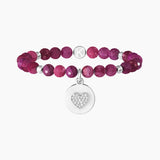 Bracciale maestra con agata fucsia e cuore "CUORE | VIVA LA MAESTRA!" - Gioielleria Fondente