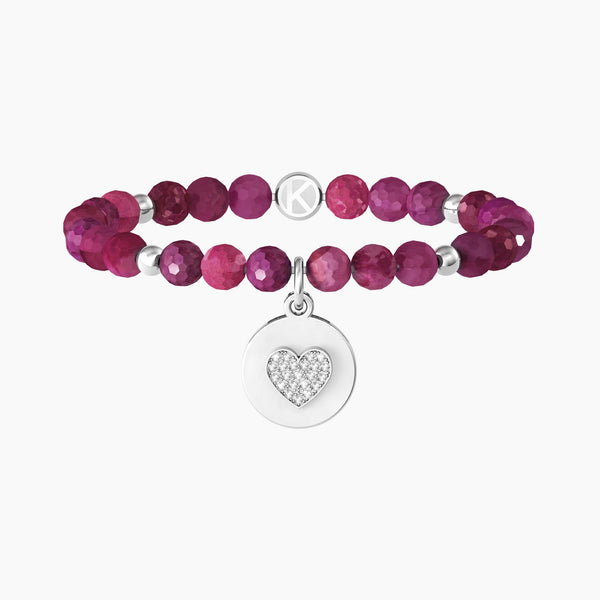Bracciale maestra con agata fucsia e cuore "CUORE | VIVA LA MAESTRA!" - Gioielleria Fondente
