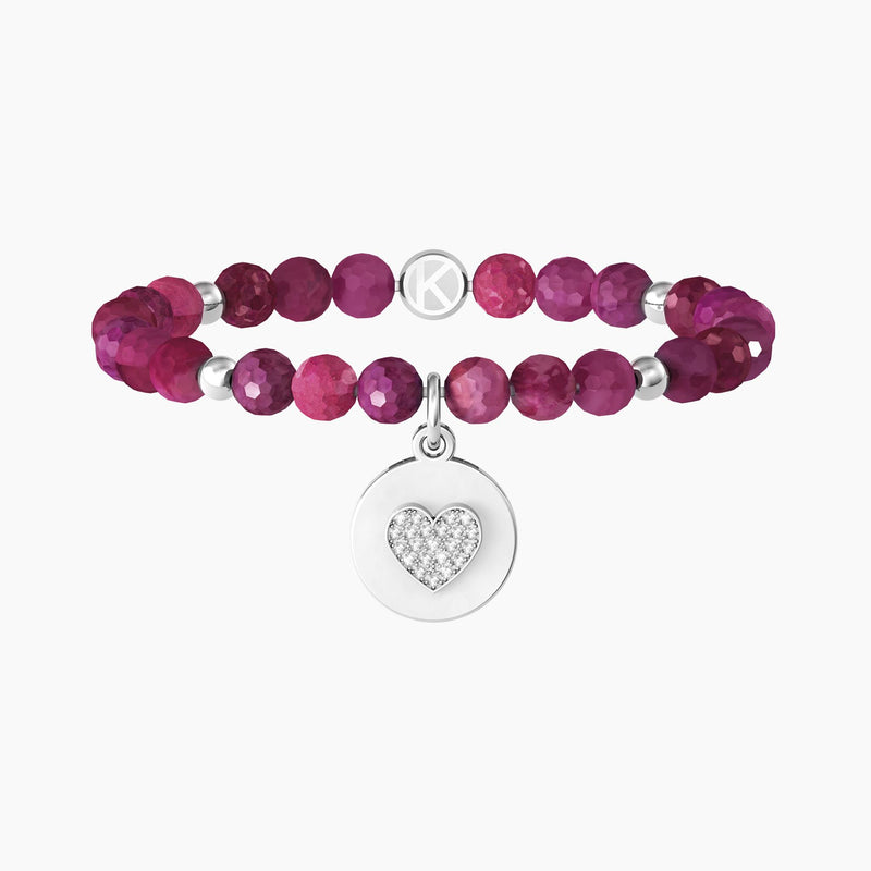Bracciale maestra con agata fucsia e cuore "CUORE | VIVA LA MAESTRA!" - Gioielleria Fondente
