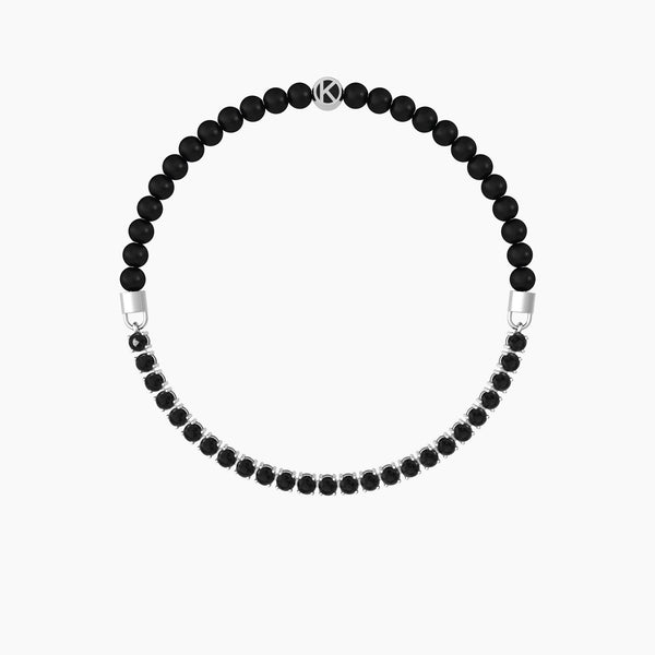 Bracciale elastico con agata nera "BE DIFFERENT" - Gioielleria Fondente