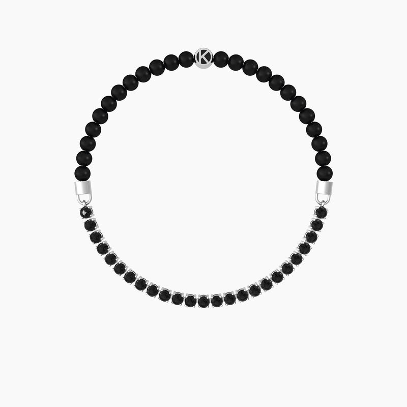 Bracciale elastico con agata nera "BE DIFFERENT" - Gioielleria Fondente