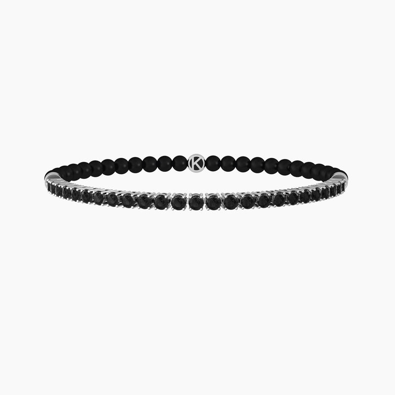 Bracciale elastico con agata nera "BE DIFFERENT" - Gioielleria Fondente
