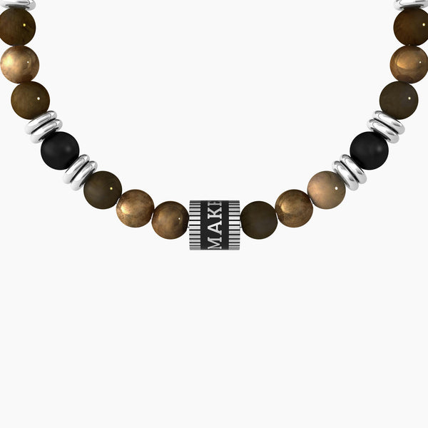 Bracciale con occhio di tigre e agata nera "Make a Wish" - Gioielleria Fondente