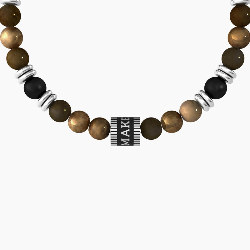 Bracciale con occhio di tigre e agata nera "Make a Wish" - Gioielleria Fondente