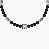 Bracciale elastico con agata nera e grigia "BEST FRIENDS" - Gioielleria Fondente