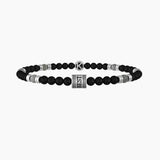 Bracciale elastico con agata nera e grigia "BEST FRIENDS" - Gioielleria Fondente