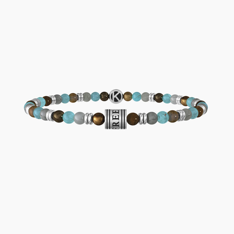 Bracciale elastico con pietre multicolor e frase "FREE SOUL" - Gioielleria Fondente