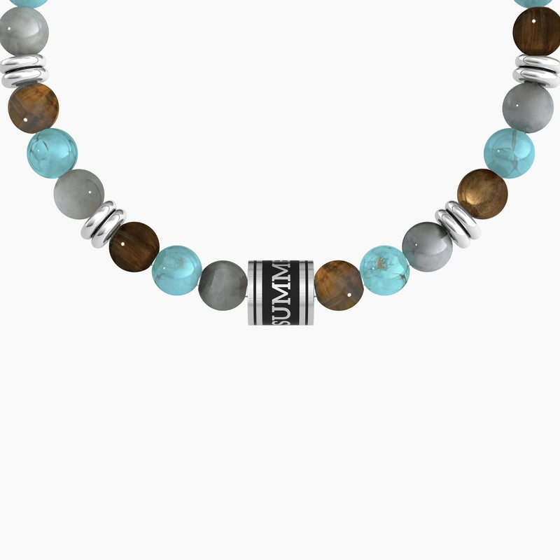 Bracciale elastico  con pietre multicolor e frase "SUMMER VIBES" - Gioielleria Fondente