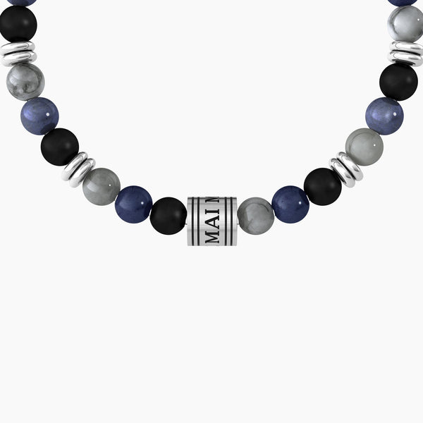 Bracciale elastico con pietre colorate e charm "MAI MOLLARE!" - Gioielleria Fondente