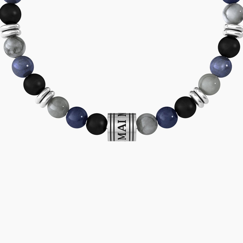 Bracciale elastico con pietre colorate e charm "MAI MOLLARE!" - Gioielleria Fondente