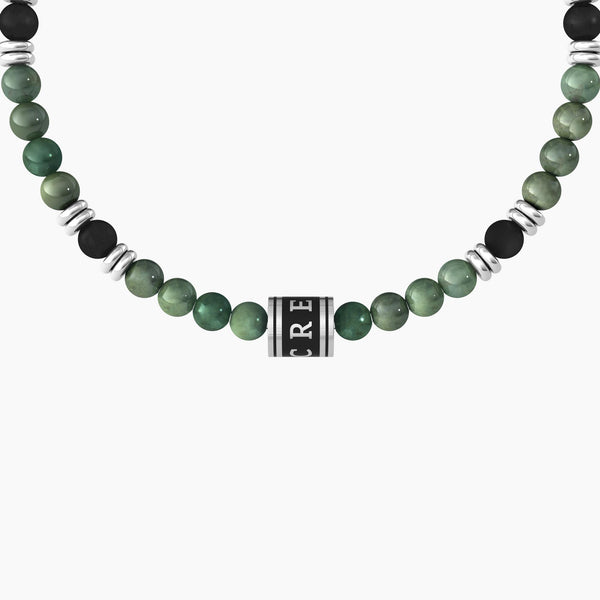 Bracciale con agata nera e giada verde "CREDICI" - Gioielleria Fondente
