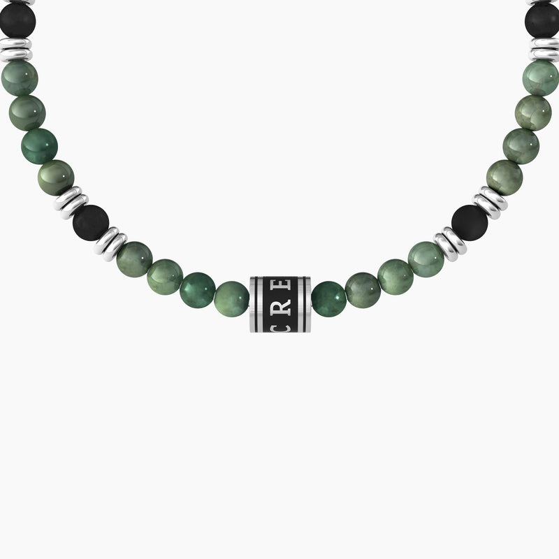 Bracciale con agata nera e giada verde "CREDICI" - Gioielleria Fondente