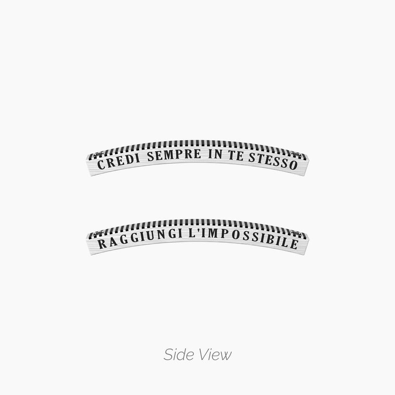 Bracciale elastico con pietre e piastra "CREDI SEMPRE IN TE STESSO" - Gioielleria Fondente