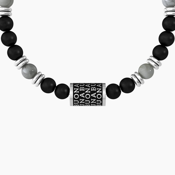 Bracciale buona fortuna con charm e agata nera "BUONA FORTUNA" - Gioielleria Fondente