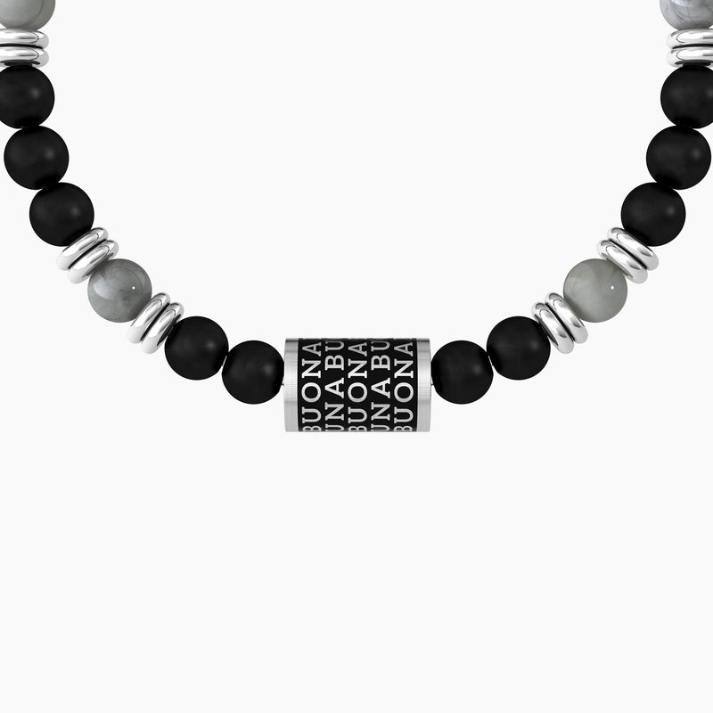 Bracciale buona fortuna con charm e agata nera "BUONA FORTUNA" - Gioielleria Fondente