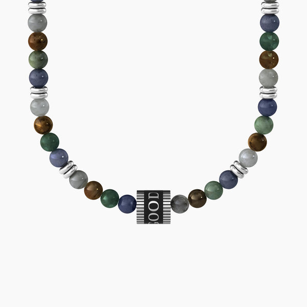 Collana good luck con pietre mutrlicolor e charm "GOOD LUCK" - Gioielleria Fondente