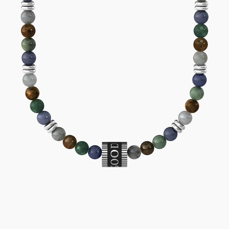 Collana good luck con pietre mutrlicolor e charm "GOOD LUCK" - Gioielleria Fondente