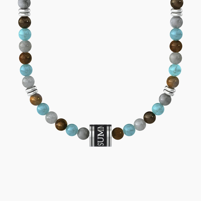 Collana summer vibes con agata multicolor e charm "SUMMER VIBES" - Gioielleria Fondente