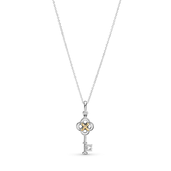 399339c01 Collana bicolore Chiave e fiore