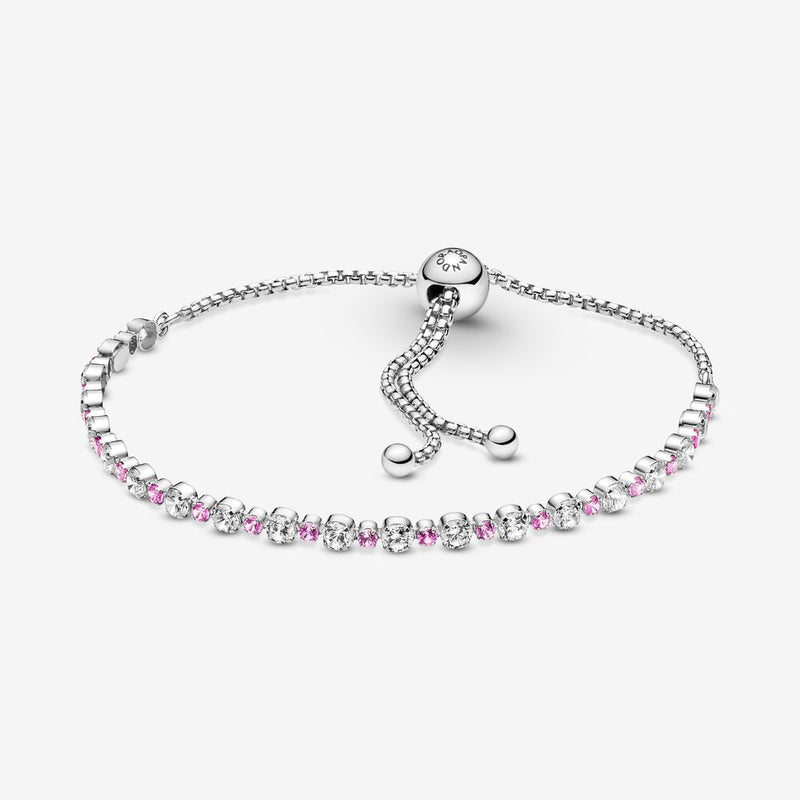 599377c02-2 Bracciale Tennis Rosa con chiusura regolabile