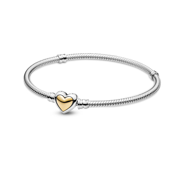 599380c00 Bracciale con maglia snake e chiusura a cuore dorata a cupola