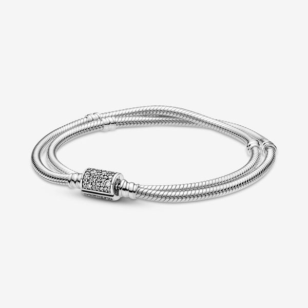 599544c01-d Doppio Bracciale con Chiusura Pavè