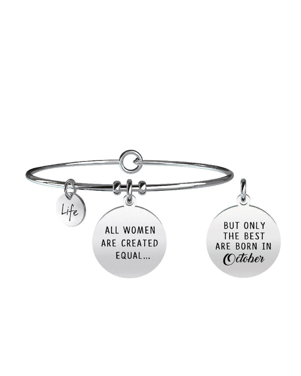 731345 Bracciale Symbols "ALL WOMEN ARE CREATED EQUAL BUT ONLY THE BEST ARE BORN IN OCTOBER"