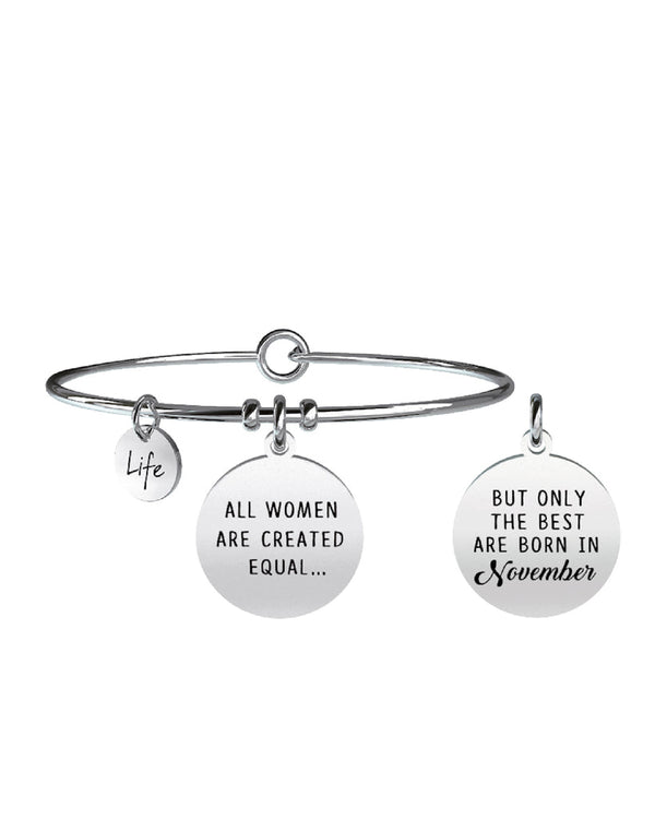 731346 Bracciale Symbols "ALL WOMEN ARE CREATED EQUAL BUT ONLY THE BEST ARE BORN IN NOVEMBER"