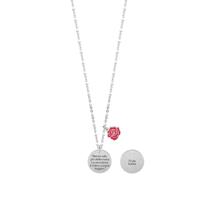 751167 Collana Frida Kahlo "Niente vale più della risata. La vera forza è ridere essere leggeri"