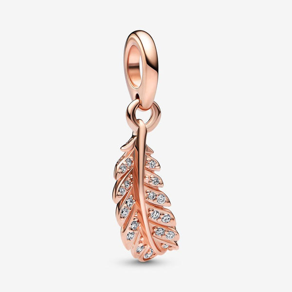 Charm pendente Piuma Curva Fluttuante - Gioielleria Fondente