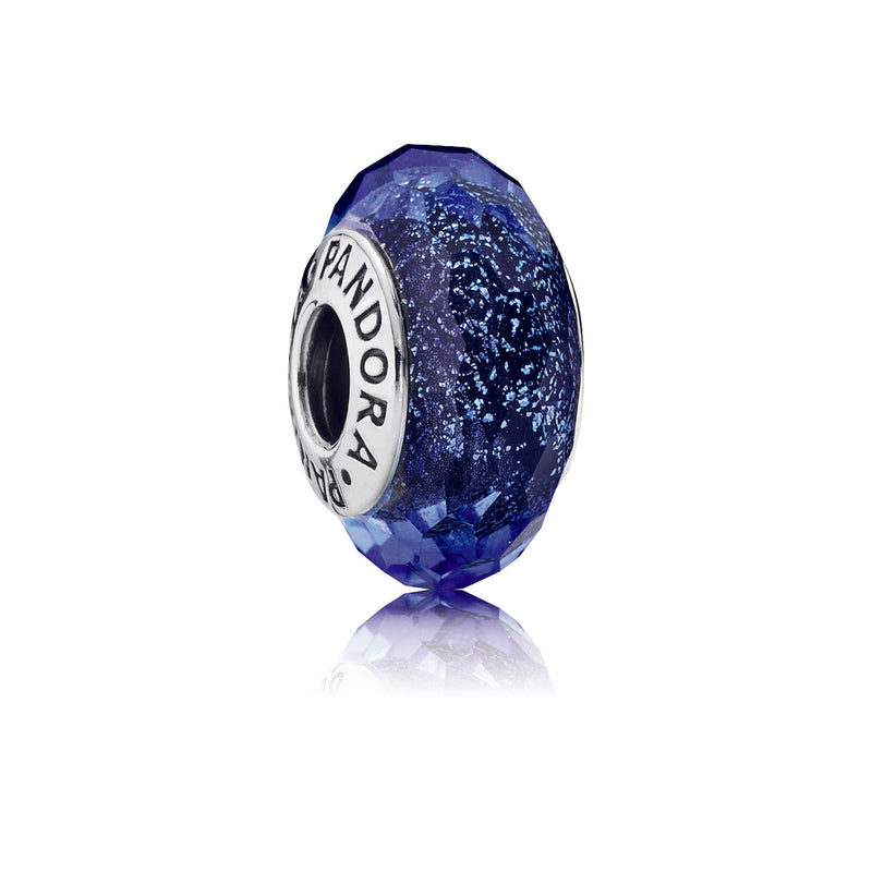 791646 Charm in vetro di Murano blu sfaccettato
