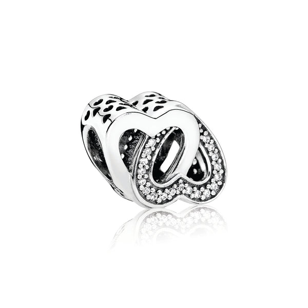 791880cz Charm Cuori intrecciati