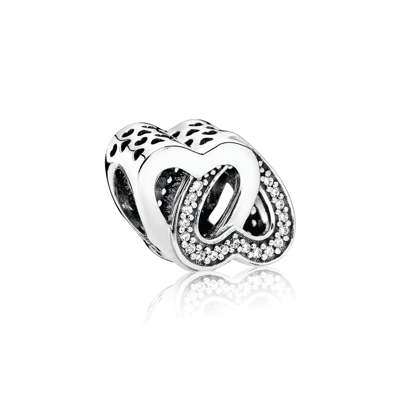 791880cz Charm Cuori intrecciati