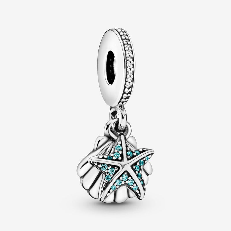 792076czf Charm pendente Stella marina e conchiglia